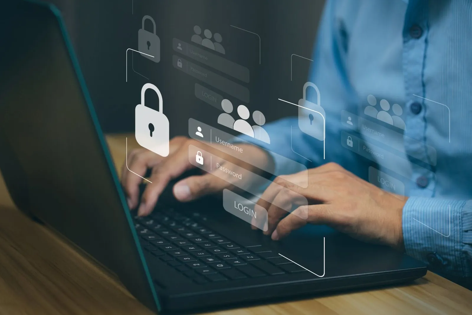 Employee signing in with multi-factor authentication